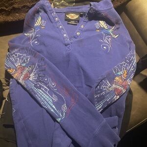 Harley Davidson, blue thermal hoodie